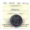 2005P Alberta Canada 25-cents ICCS Certified MS64