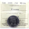 2009 Cindy Klassen Canada 25-cents ICCS Certified MS64