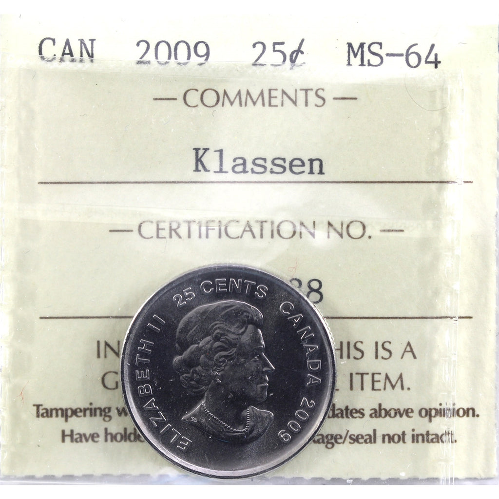 2009 Cindy Klassen Canada 25-cents ICCS Certified MS64