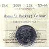 2009 Women's Hockey Coloured Canada 25-cents ICCS Certified MS64