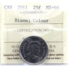 2011 Bison Coloured Canada 25-cents ICCS Certified MS66