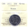 2011 Bison Canada 25-cents ICCS Certified MS64