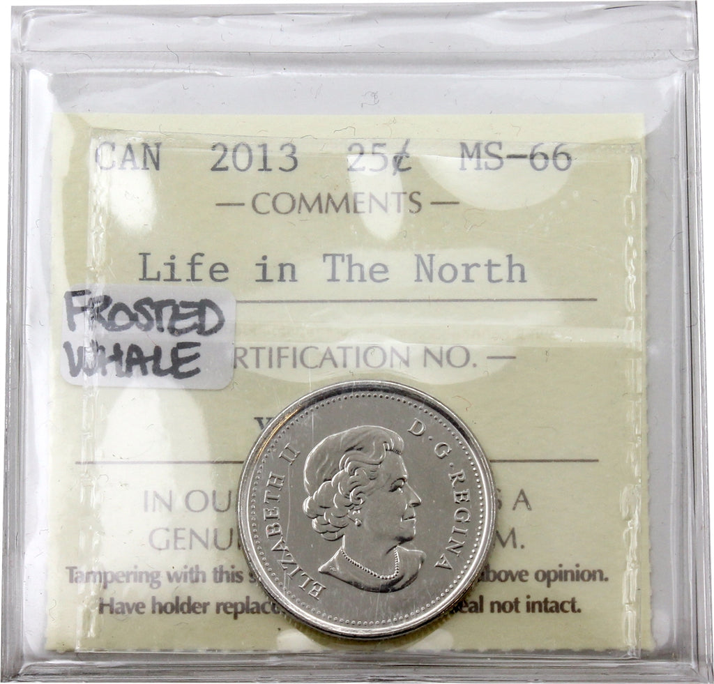 2013 Frosted Whale (Type A) Life in the North Canada 25-cents ICCS Certified MS66