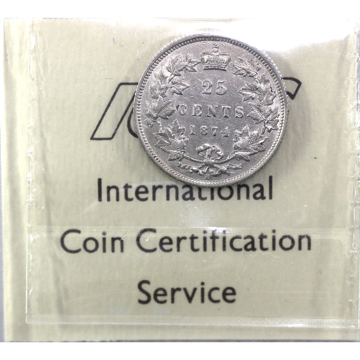 1874H Canada 25-cents ICCS Certified EF40