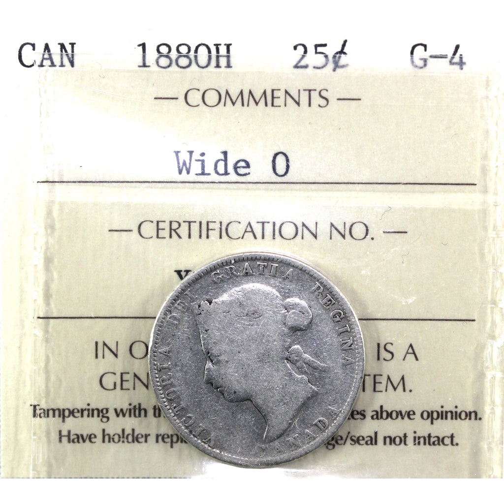 1880H Wide 0 Canada 25-cents ICCS Certified G4 (XNU 144)