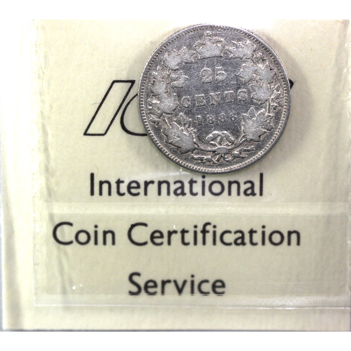 1886 Short Bough, Obv. 5 Canada 25-cents ICCS VG8