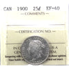 1900 Canada 25-cents ICCS Certified EF-40