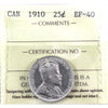 1910 Canada 25-cents ICCS Certified EF40