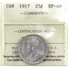 1917 Canada 25-cents ICCS Certified EF40