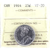 1914 Canada 25-cents ICCS Certified VF30