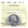 1902 Canada 25-cents ICCS Certified VF20