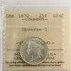 1870 Obv. 1 Canada 25-cents ICCS Certified EF40