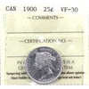 1900 Canada 25-cents ICCS Certified VF30