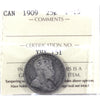 1909 Canada 25-cents ICCS Certified F15