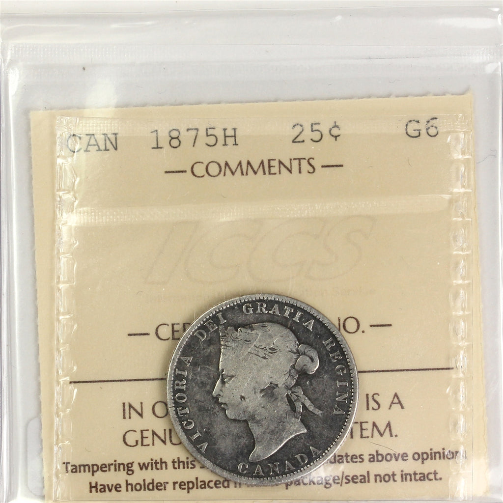 1875H Canada 25-cents ICCS Certified G6