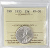 1933 Canada 25-cents ICCS Certified VF30