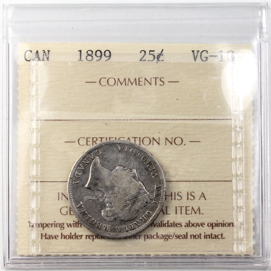 1899 Canada 25-cents ICCS Certified VG10