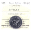 (1965) Canada 25-cents Test Token TT-25.6B ICCS Certified MS62 (XVP 366)