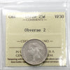 1872H Obv. 2 Canada 25-cents ICCS Certified VF30