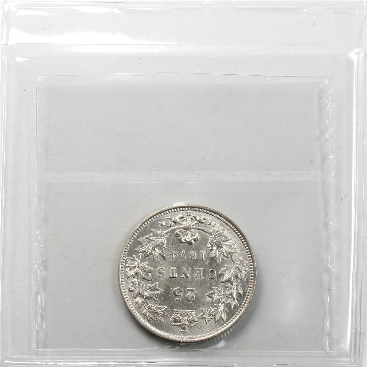 1874H Canada 25-cents ICCS Certified EF45