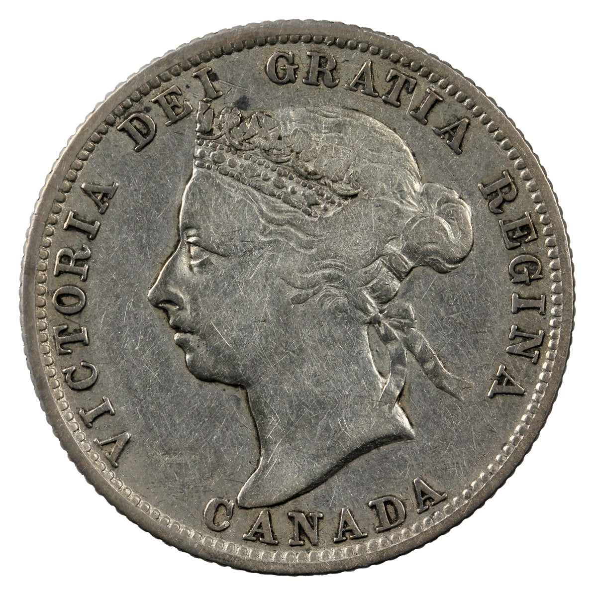 1886 Normal 6 Obv. 5 SBE Canada 25-cents F-VF (F15) $