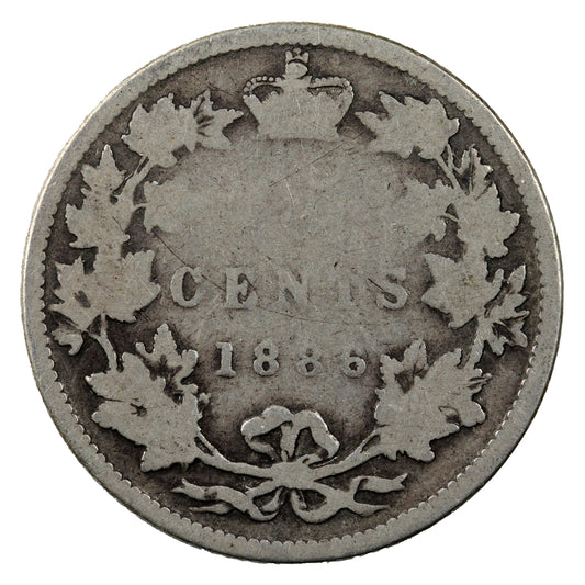 1886 Normal 6 Obv. 5 LBE Canada 25-cents Good (G-4) $