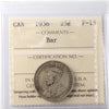 1936 Bar Canada 25-cents ICCS Certified F15