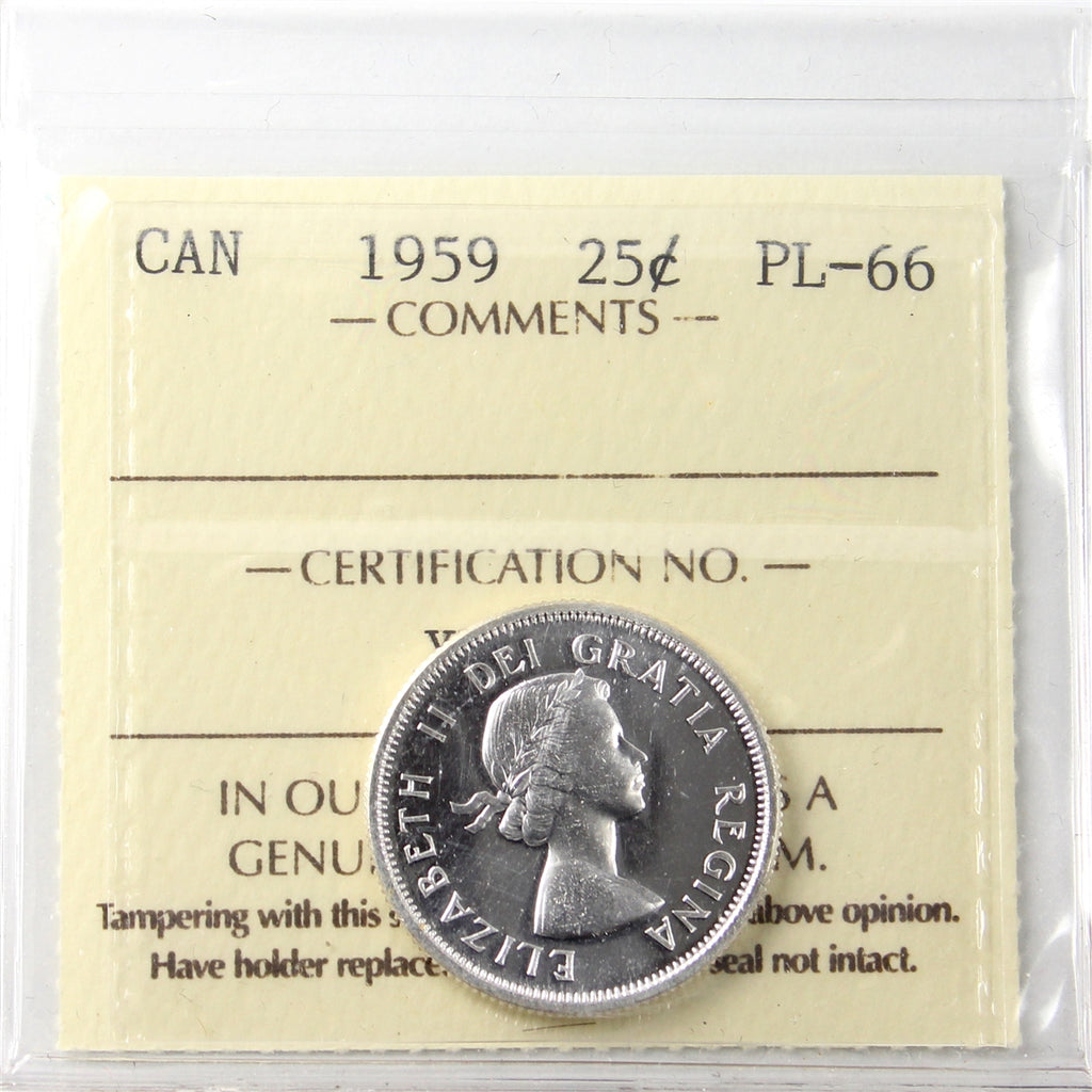 1959 Canada 25-cents ICCS Certified PL66