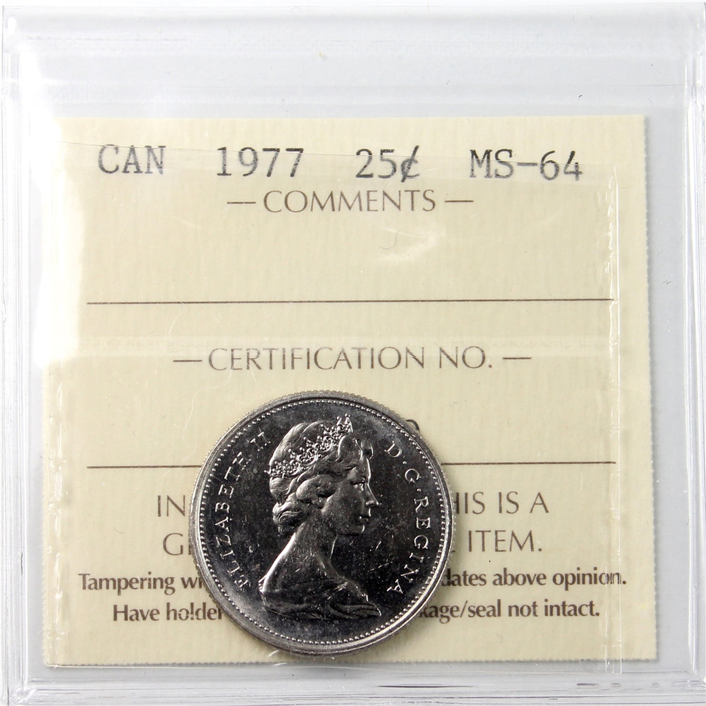 1977 Canada 25-cents ICCS Certified MS64