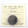 2018 Caribou Canada 25-cents ICCS Certified MS67