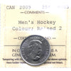 2009 Coloured Men's Hockey, Raised 2 Canada 25-cents ICCS Certified MS63