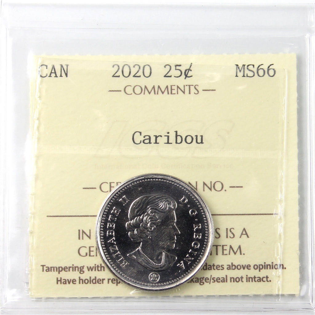 2020 Caribou Canada 25-cents ICCS Certified MS-66