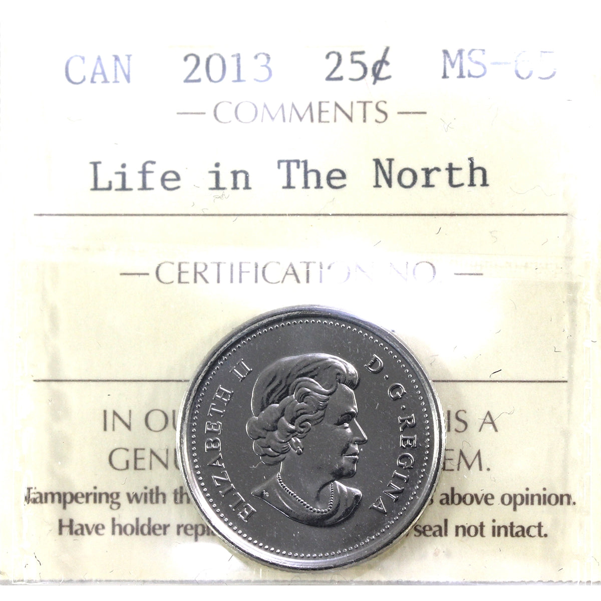 2013 Frosted Calves (Type B) Life In The North Canada 25-cents ICCS Certified MS65