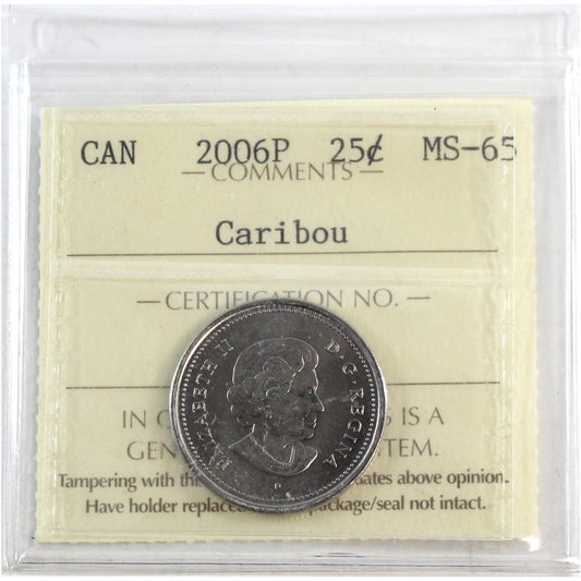 2006P Caribou Canada 25-cents ICCS Certified MS65