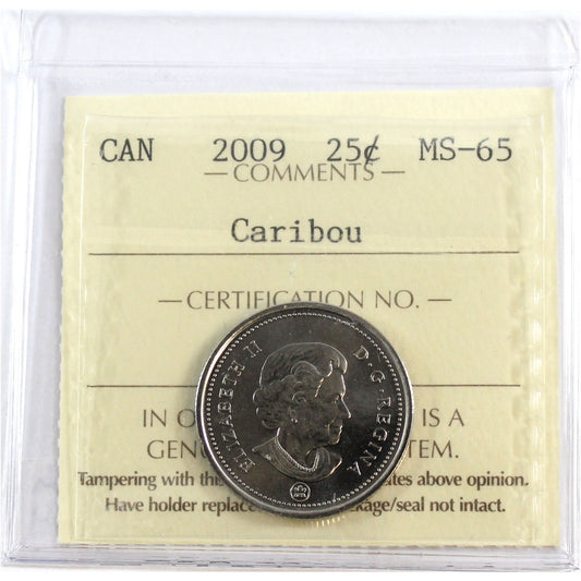 2009 Caribou Canada 25-cents ICCS Certified MS65