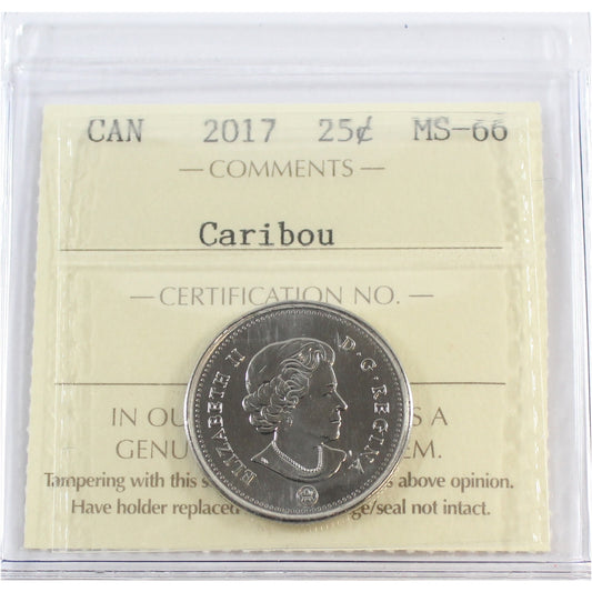 2017 Caribou Canada 25-cents ICCS Certified MS66