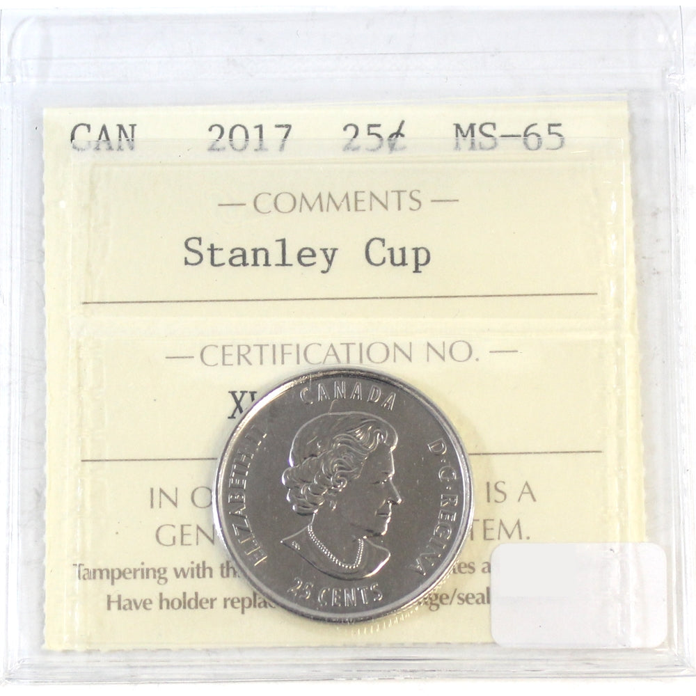 2017 Stanley Cup Canada 25-cents ICCS Certified MS65