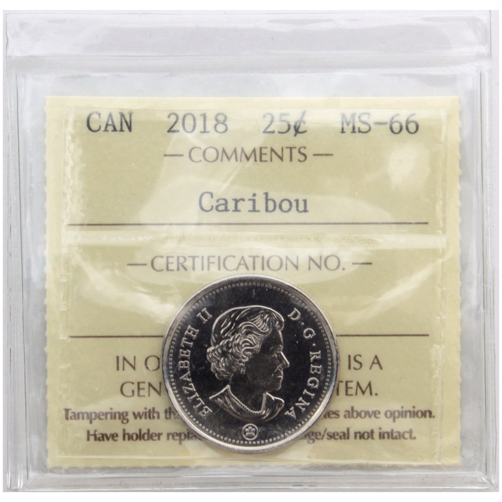 2018 Caribou Canada 25-cents ICCS Certified MS66
