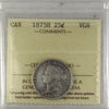 1875H Canada 25-cents ICCS Certified VG8 (XCN 428)
