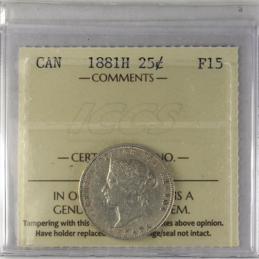 1881H Canada 25-cents ICCS Certified F15
