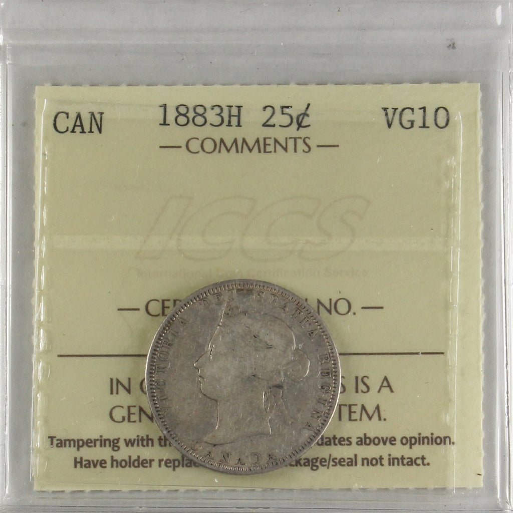 1883H Canada 25-cents ICCS Certified VG10