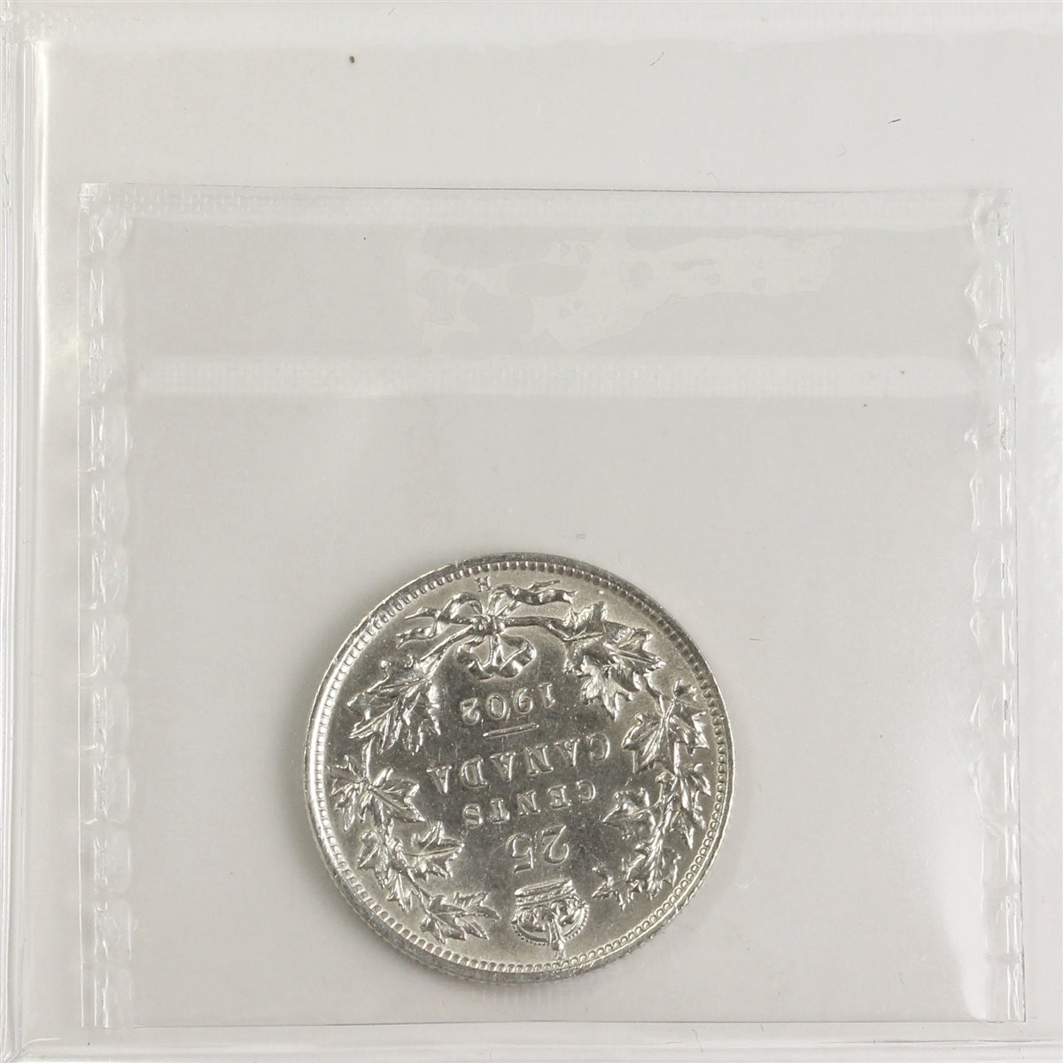 1902H Canada 25-cents ICCS Certified AU50