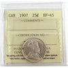 1907 Canada 25-cents ICCS Certified EF45