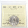 1929 Canada 25-cents ICCS Certified AU50