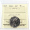 1996 Canada 25-cents ICCS Certified MS64