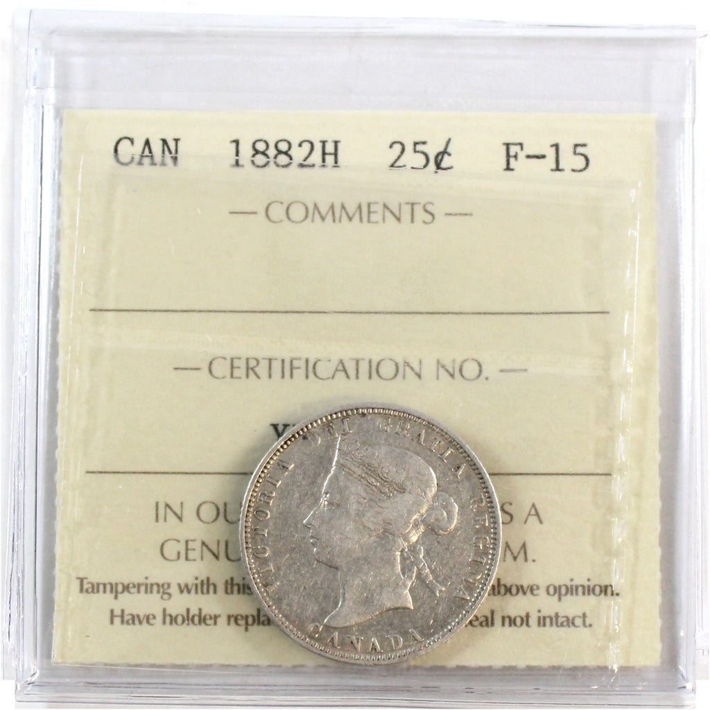 1882H Canada 25-cents ICCS Certified F15