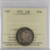 1891 Canada 25-cents ICCS Certified VG8