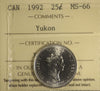 1992 Canada 25-cents ICCS Certified MS66 Yukon
