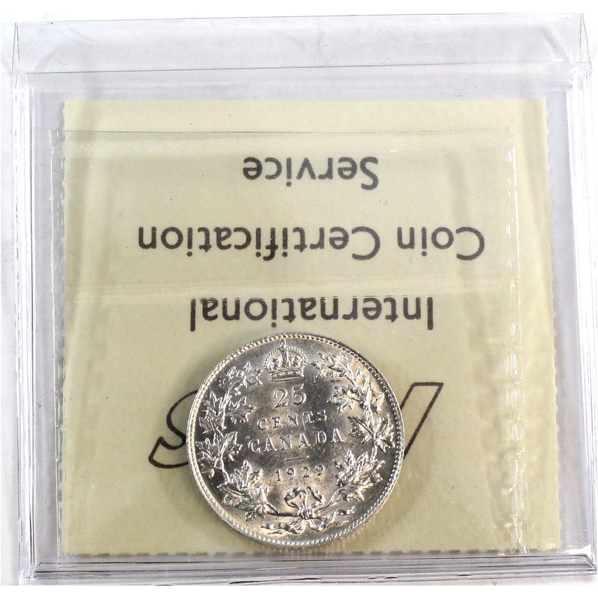 1929 Canada 25-cents ICCS Certified AU55