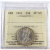 1911 Canada 25-cents ICCS Certified EF40